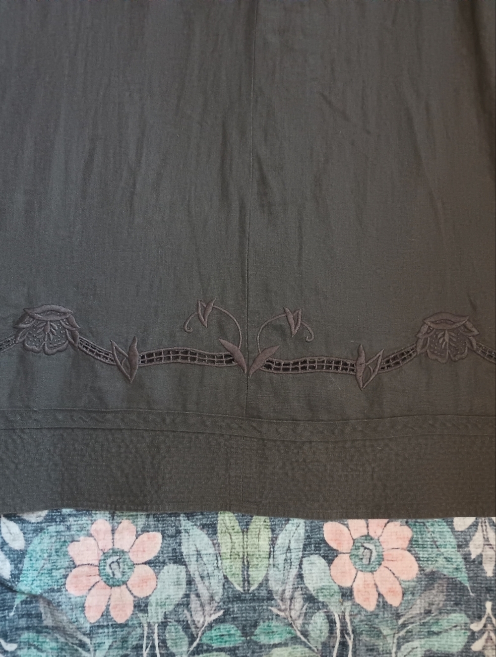 Cabi Womens Embroidered Linen Maxi Skirt Size 10 Brown Classic Cottage Lagom - Picture 5 of 10